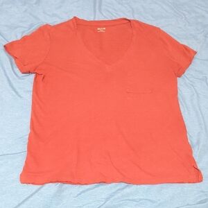Madewell Women’s Orange V-Neck Tee Pocket Size S